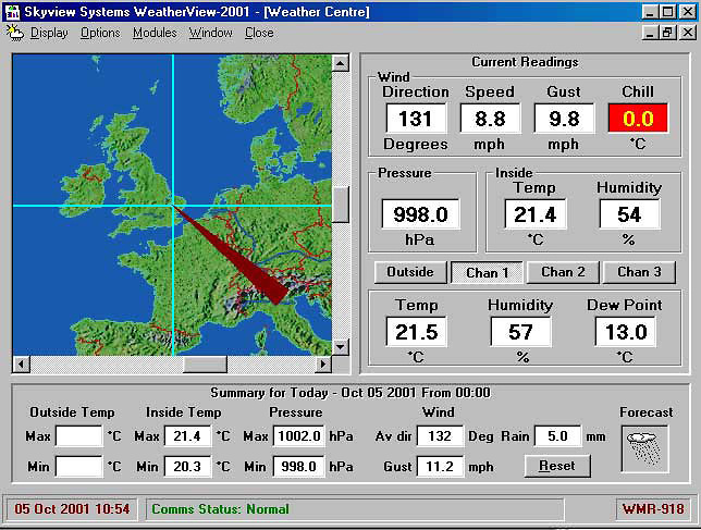 Data logger y software para estación Oregon WMR928NX 