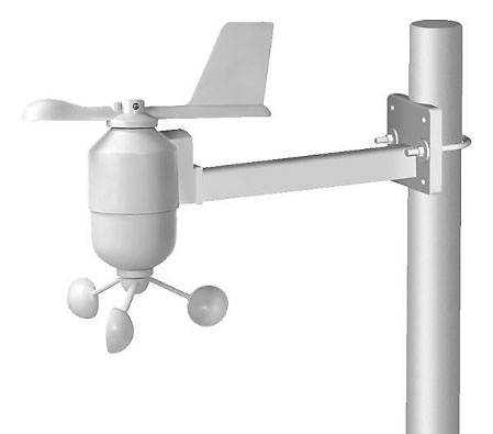 Sujección del sensor de viento al mástil (no incluido). Sujección del sensor de viento al mástil (no incluido).
