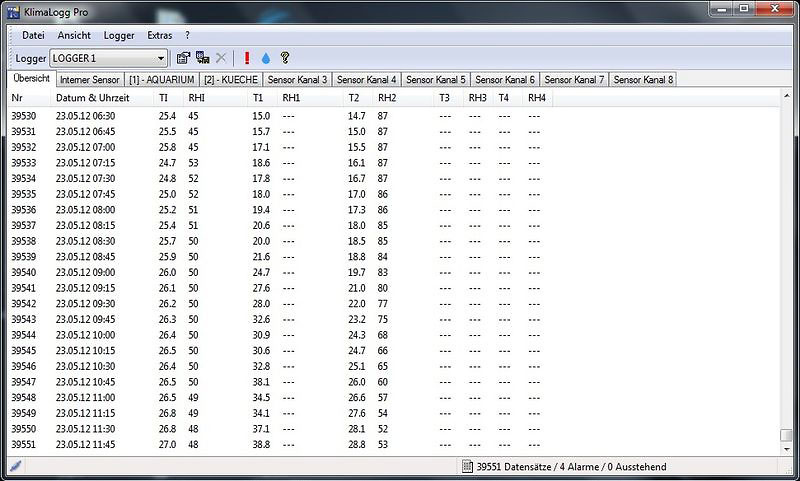 Registrador data logger de temperatura y humedad TFA 30.3039 KlimaLogg Pro Pantalla de datos en ordenador